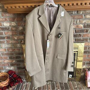 Luighi Balini Light Brown Overcoat Size 54 NWT Hand Tailored
